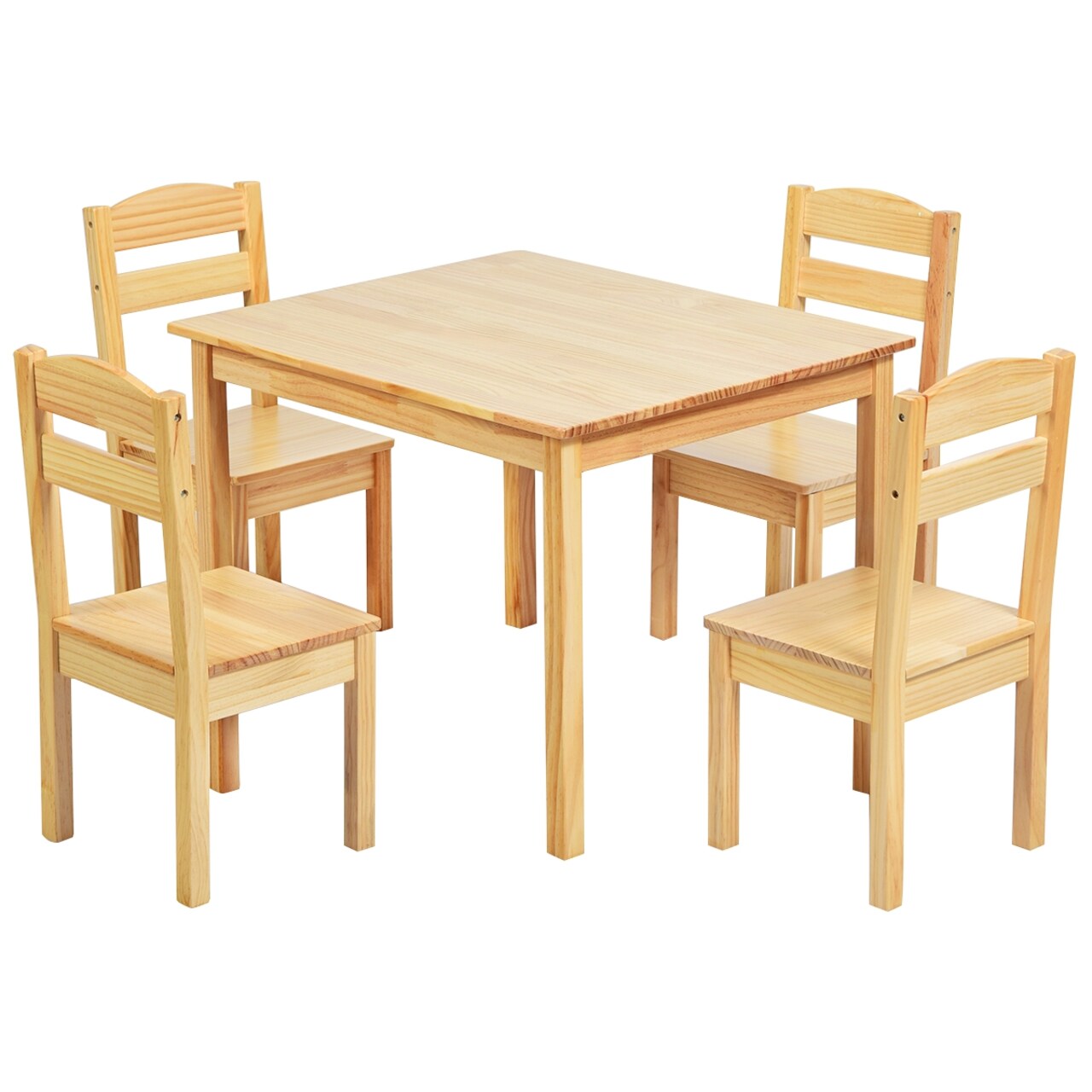 Kids 5 Pieces Table and Chair Set Wooden Children Activity Playroom Furniture Gift